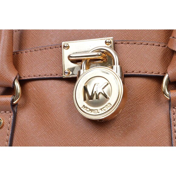 Michael Kors Brown Cross grain Leather Hamilton Satchel Handbag - Picture 9 of 16